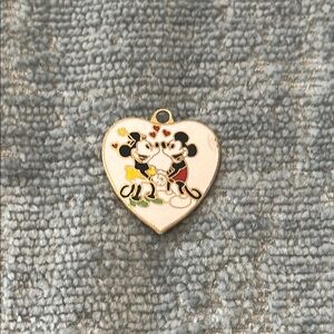 Vintage Disney Mickey & Minnie Enamel Heart Pendant